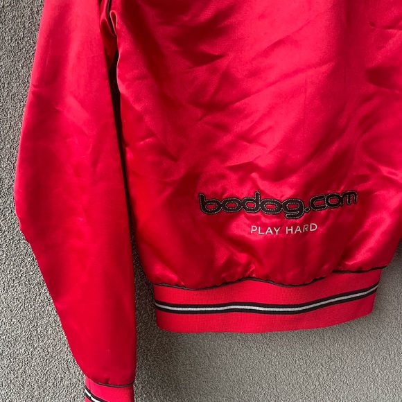 BoDog Casino Red Jacket, Play Hard, Red Black Shiny Jacket,Small Bomber Jacket, - Picture 2 of 10
